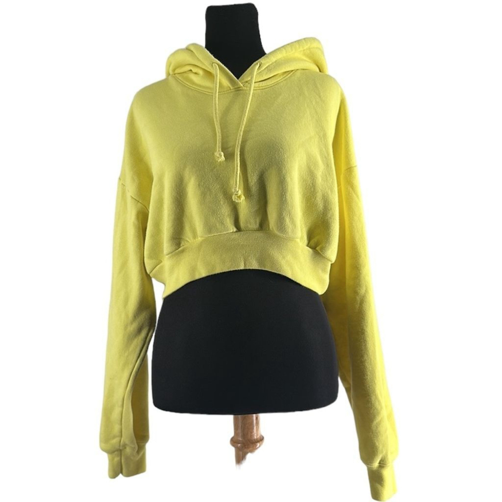 Aritzia Tna The Super Crop Hoodie bright yellow leisure festival lounge sz sm